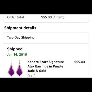 Kendra Scott Alex Earrings in Purple Jade, and Gold